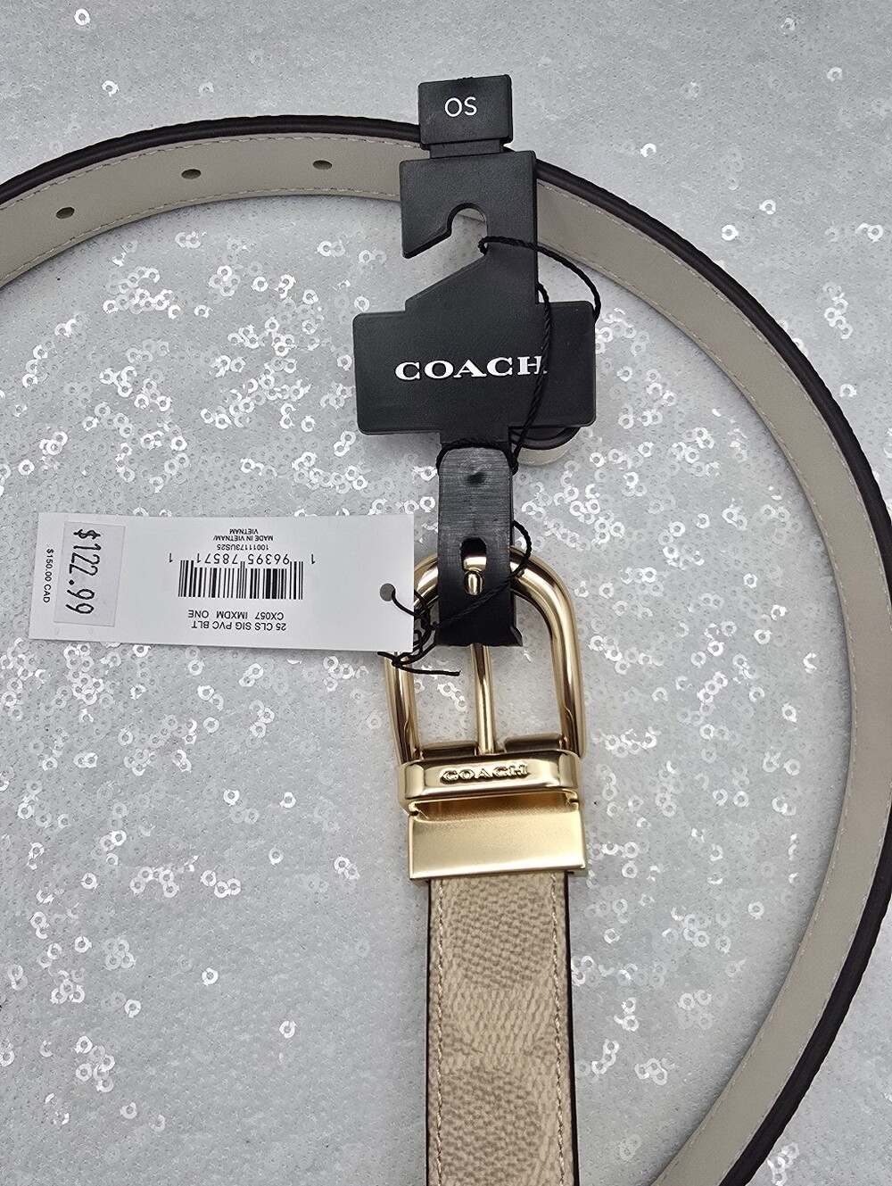 Coach Harness Buckle Cut To Size Reversible Belt 25mm Leather Sand/Chalk - Picture 9 of 9